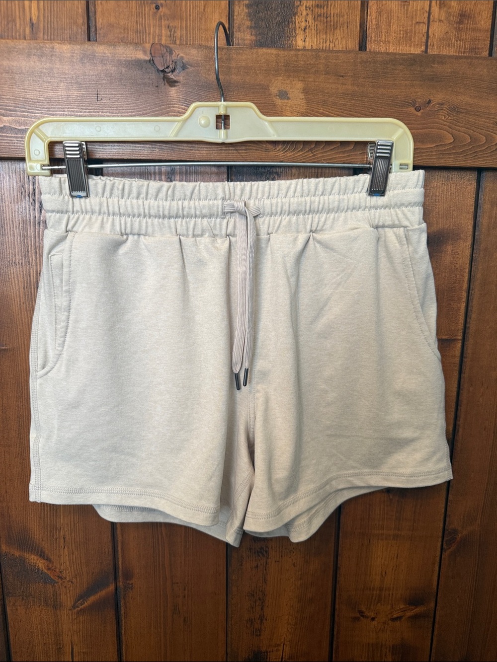 Quince Flowknit Mid Rise Short, Heather Sand, Size S